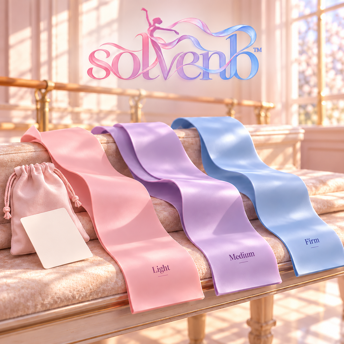 solvenb™ FlexPalette Flat Resistance Bands — 3-Level Dance Warm-Up, Ballet Footwork & Pilates Exercise Band Set