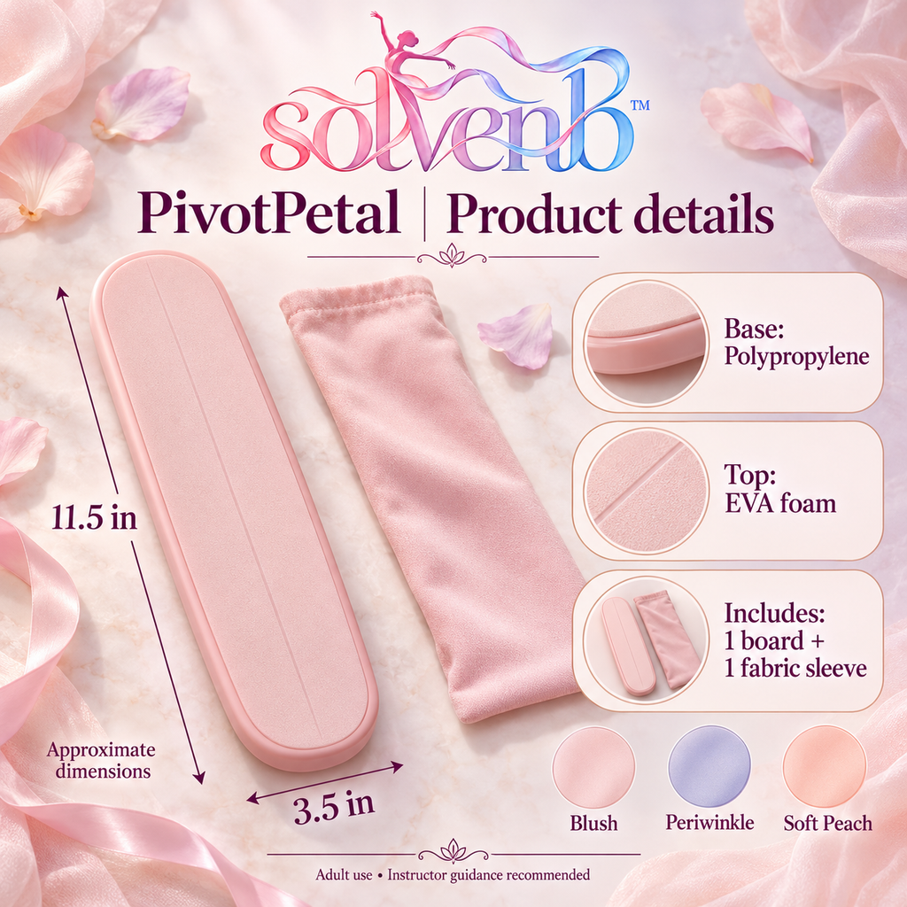 solvenb™ PivotPetal Dance Turning Board — Portable Ballet Pirouette Practice Board with Padded Foot Surface