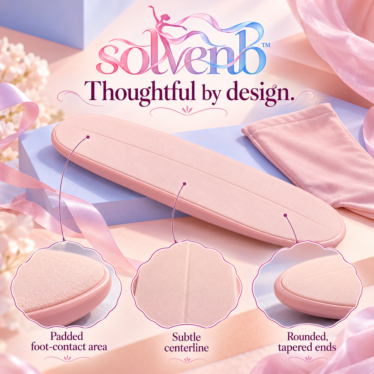 solvenb™ PivotPetal Dance Turning Board — Portable Ballet Pirouette Practice Board with Padded Foot Surface