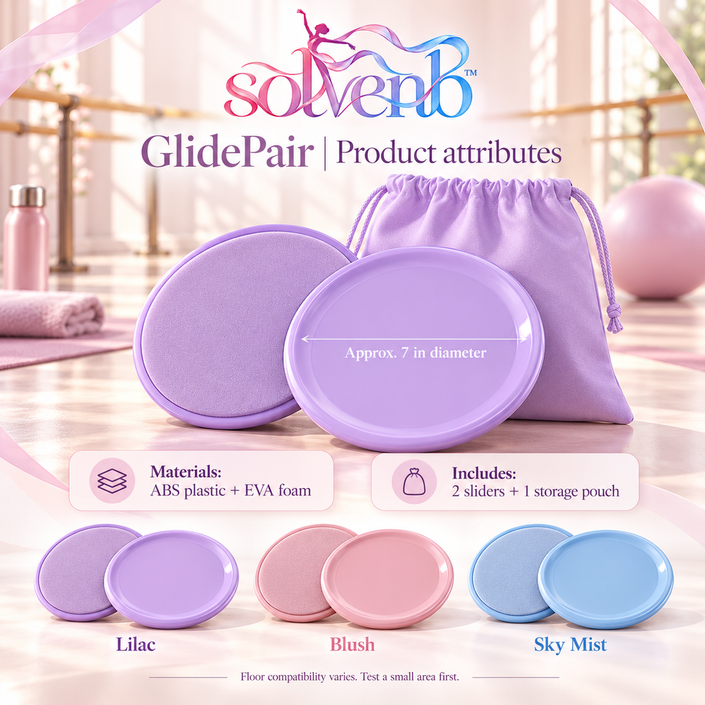 solvenb™ GlidePair Dual-Sided Exercise Sliders — 2-Piece Core Gliding Disc Set for Dance Conditioning & Pilates