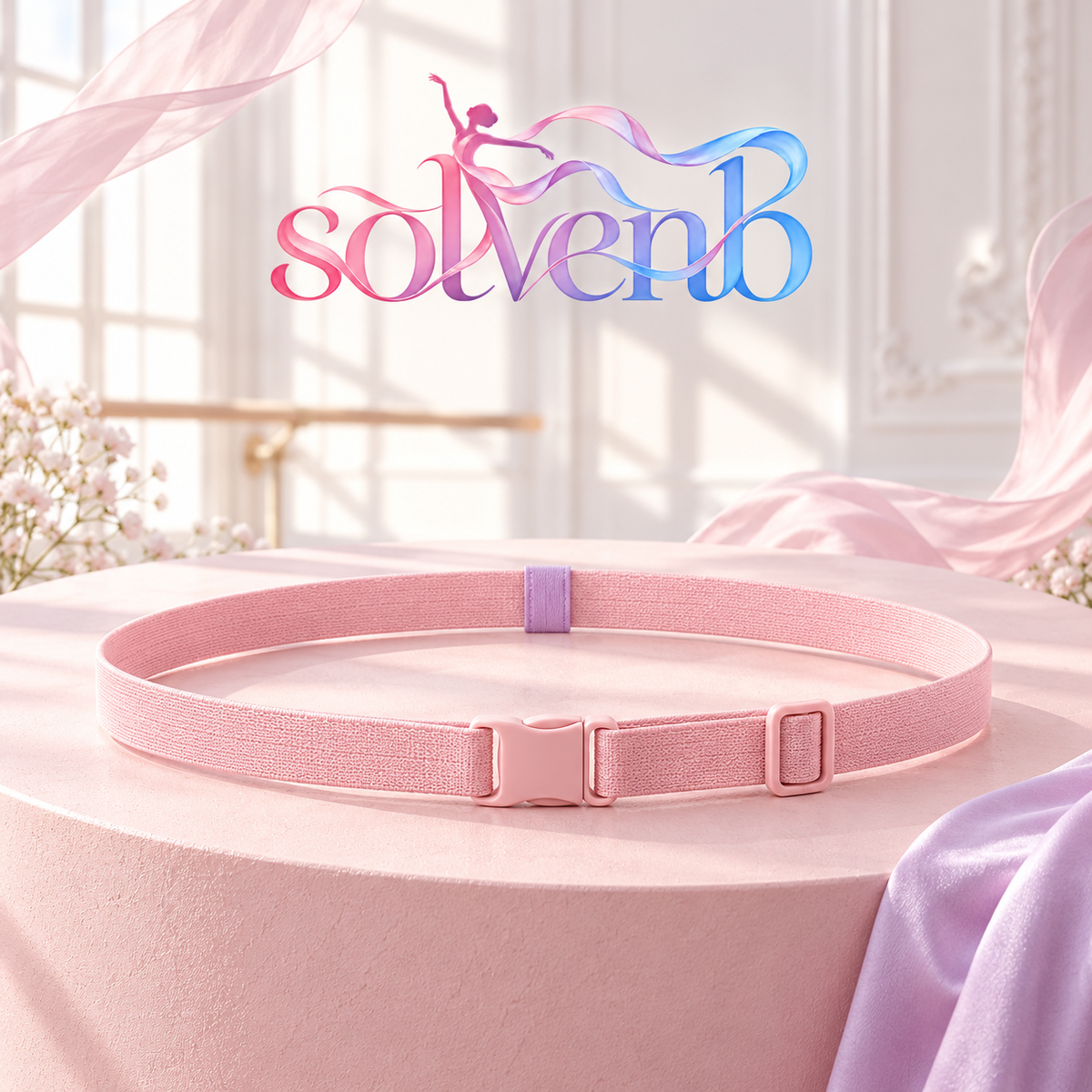 solvenb™ LineCue Adjustable Ballet Waist Belt — Slim Elastic Alignment Reference Belt for Dance Class & Rehearsal