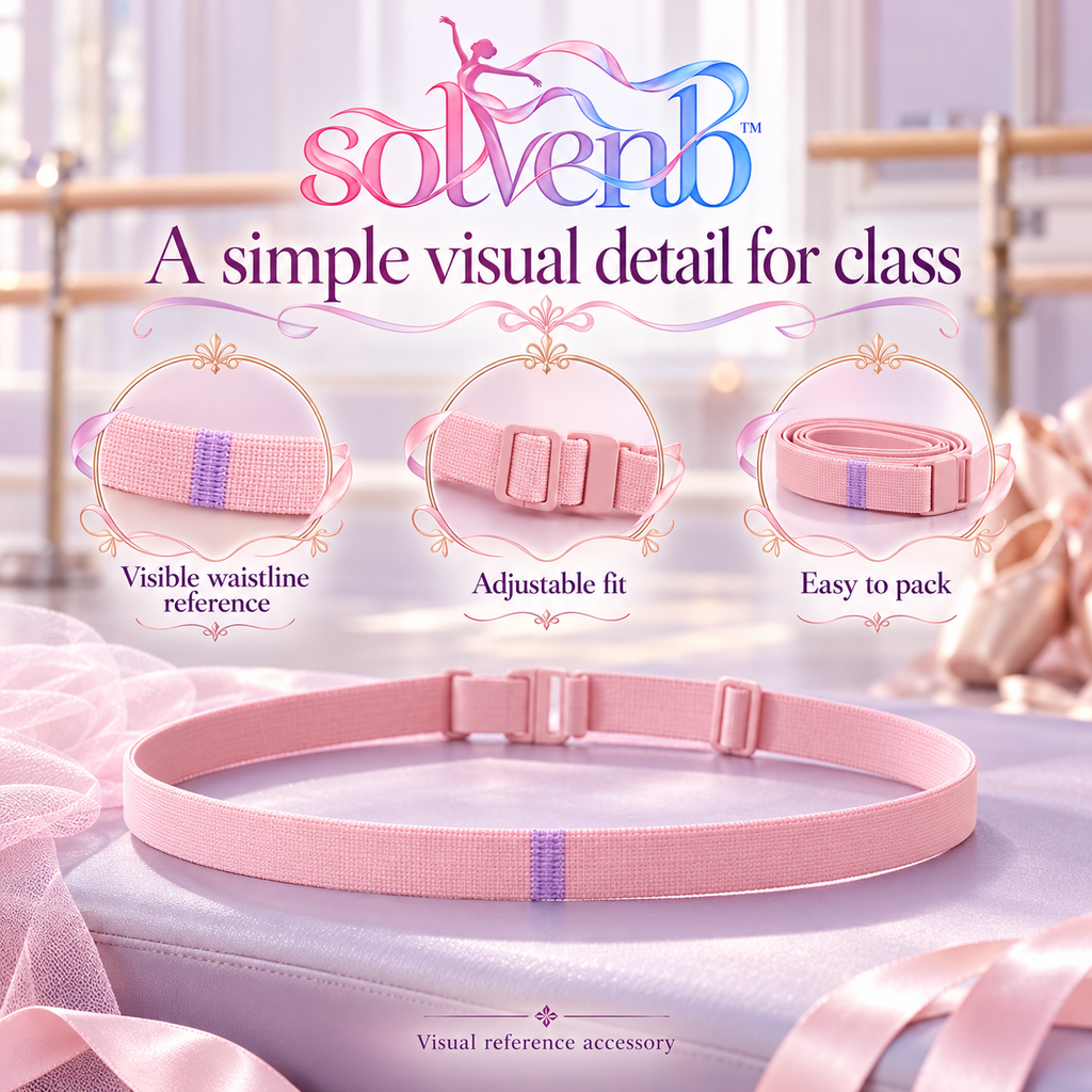 solvenb™ LineCue Adjustable Ballet Waist Belt — Slim Elastic Alignment Reference Belt for Dance Class & Rehearsal