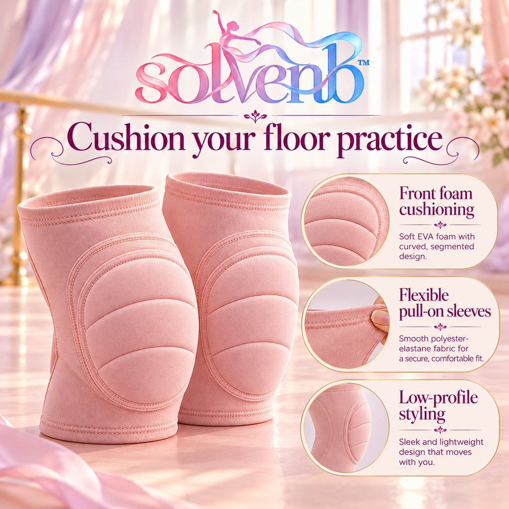 solvenb™ FloorFlow Dance Knee Pads — Low-Profile Padded Knee Sleeves for Adult Contemporary, Jazz & Rehearsal, 1 Pair