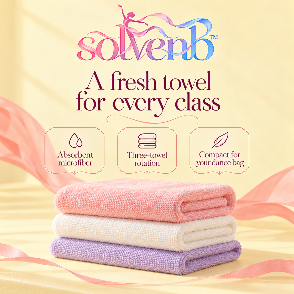 solvenb™ StudioFold Microfiber Workout Towels — 3-Pack Compact Sweat Towels for Dance Class, Gym & Travel