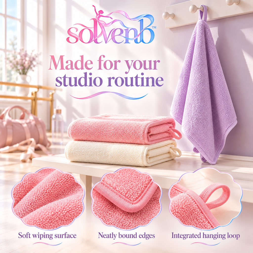 solvenb™ StudioFold Microfiber Workout Towels — 3-Pack Compact Sweat Towels for Dance Class, Gym & Travel