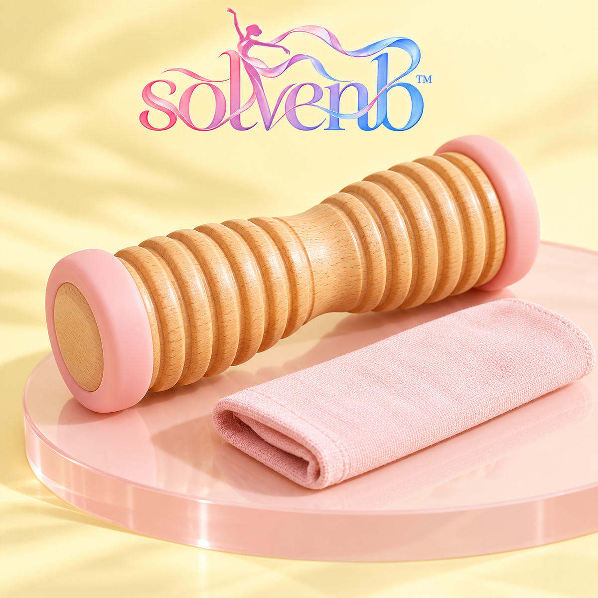 solvenb™ ArchPebble Wooden Foot Roller — Compact Textured Sole Massage Roller for Dancers & Everyday Foot Care