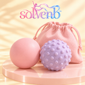 solvenb™ PocketPebble Massage Ball Duo — Smooth & Textured Foot Massage Balls with Travel Pouch for Dancers