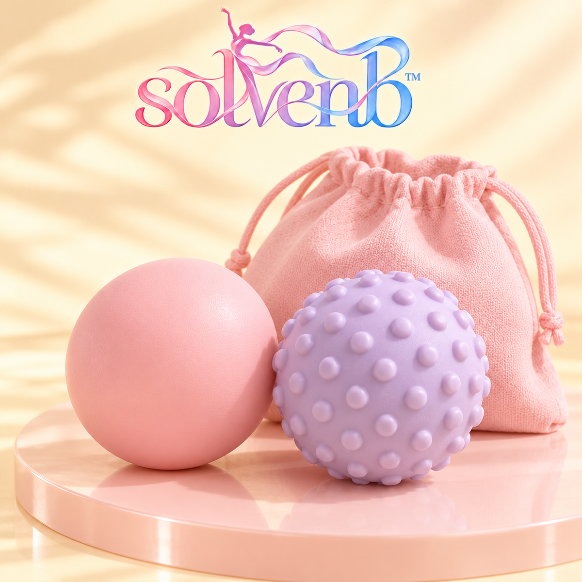 solvenb™ PocketPebble Massage Ball Duo — Smooth & Textured Foot Massage Balls with Travel Pouch for Dancers
